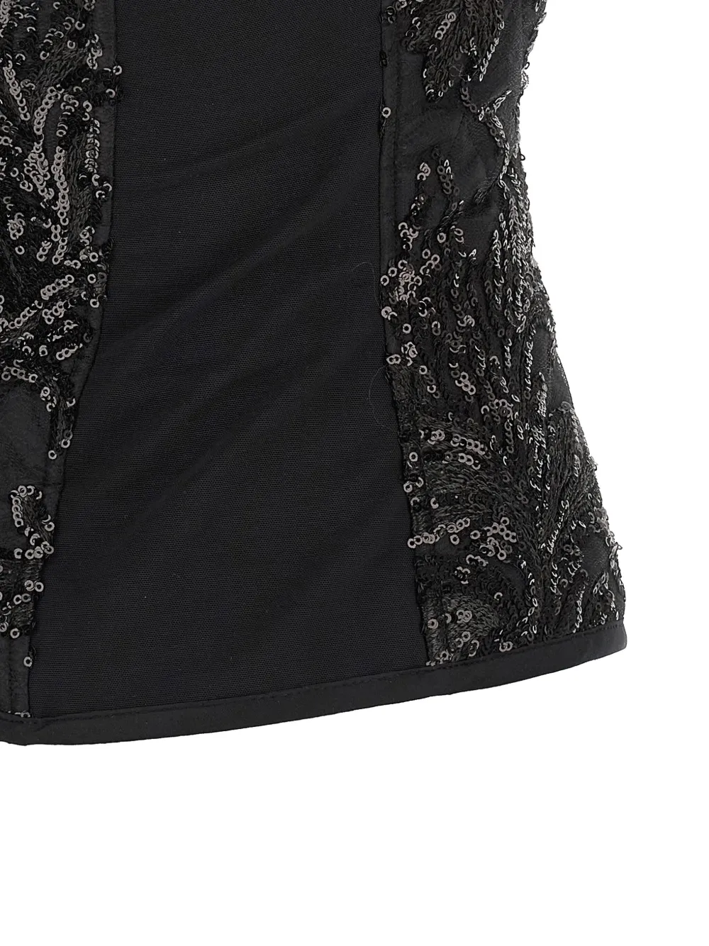 Le Twins Elodie Lace Sequin Top In Black