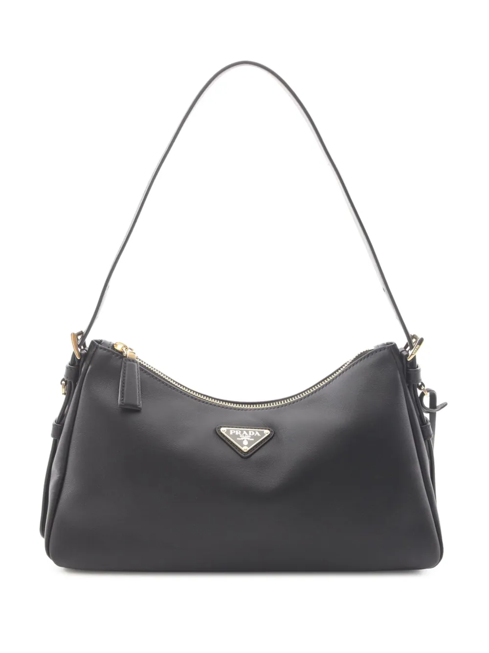 Pre-owned Prada 2013-2025 Medium Leather Aimee Shoulder Bag In Black
