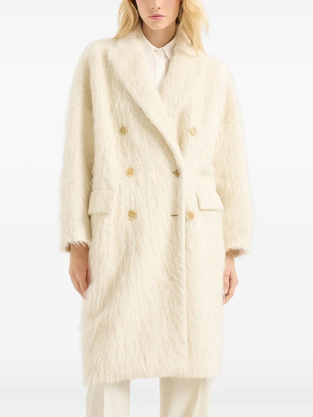 Brunello Cucinelli Double-breasted Coat In Neutral