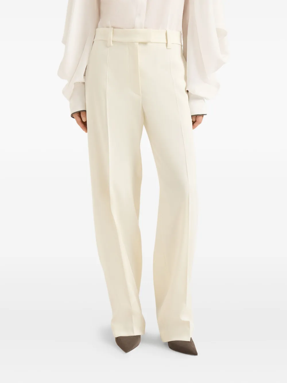 Brunello Cucinelli Loose Cigarette Trousers In Neutral