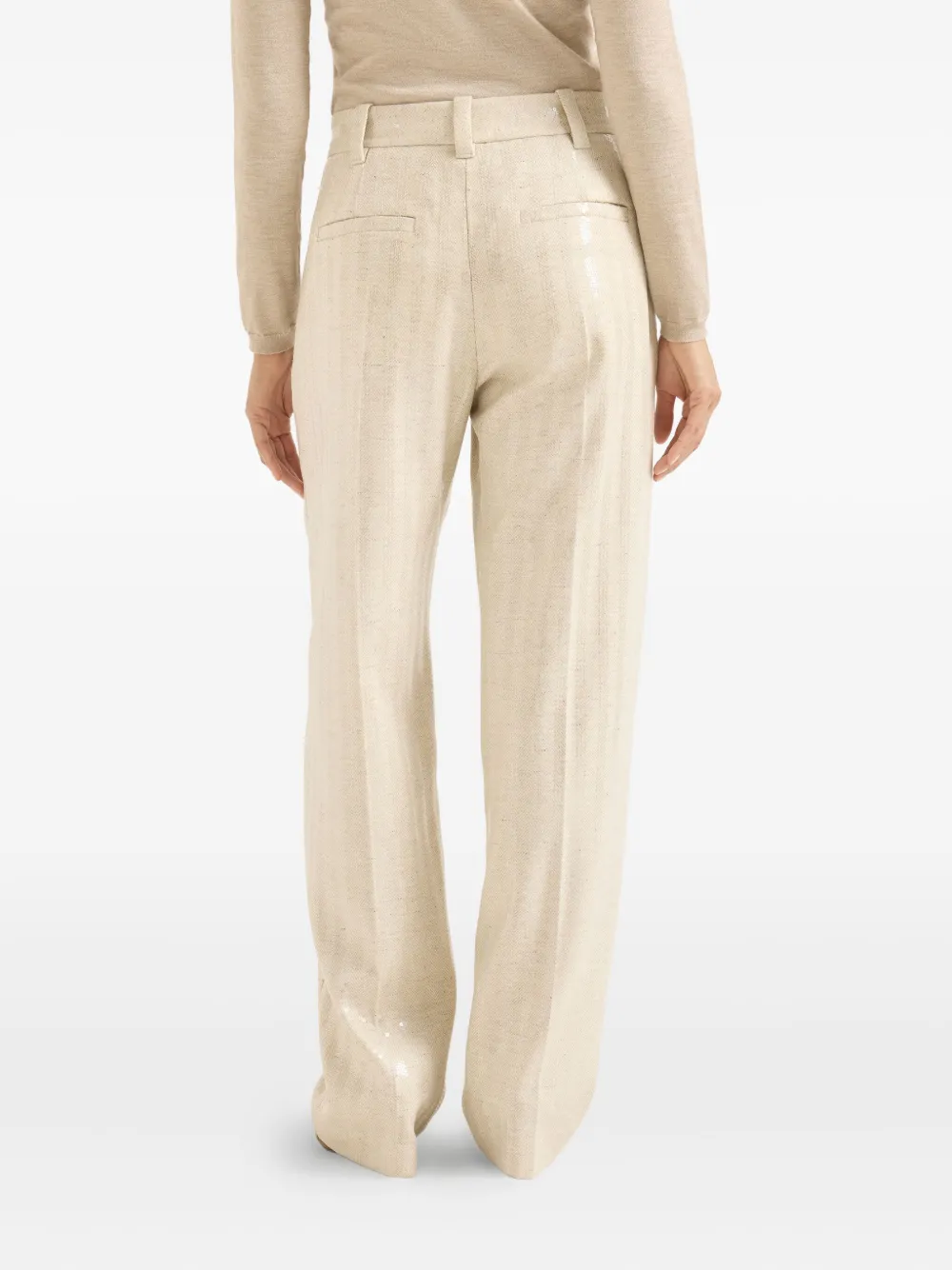 Brunello Cucinelli Wool-cashmere Dazzling Chevron Trousers In Neutral