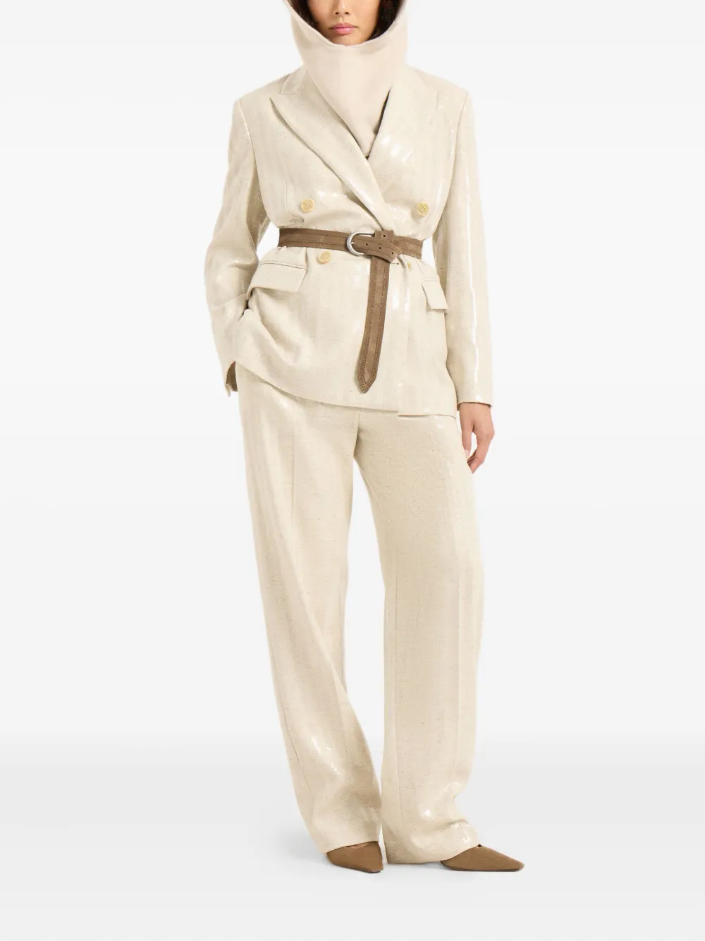 Brunello Cucinelli Broek met riemlussen - Beige