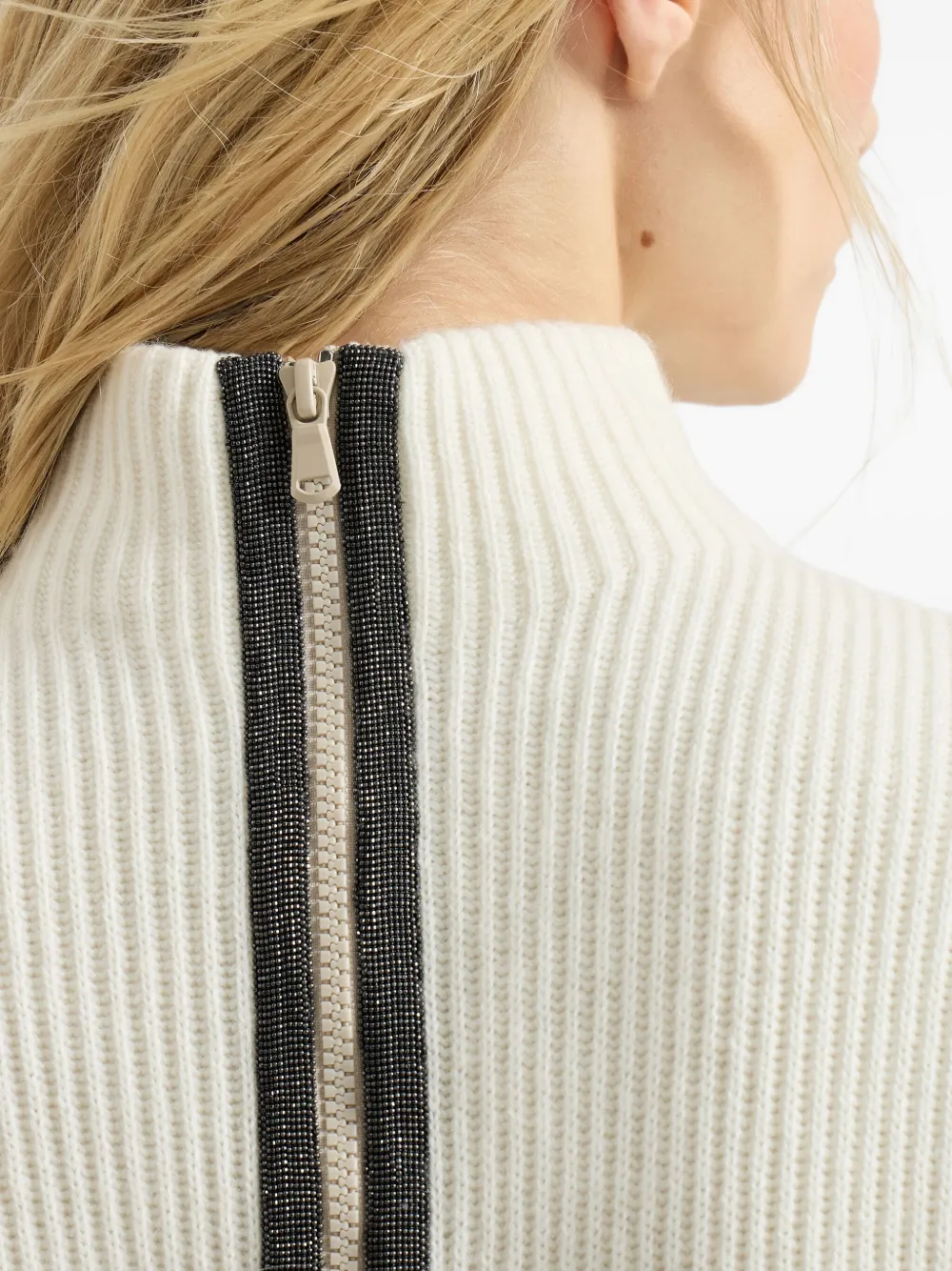 Brunello Cucinelli Ribbed Turtleneck Vest In Neutral