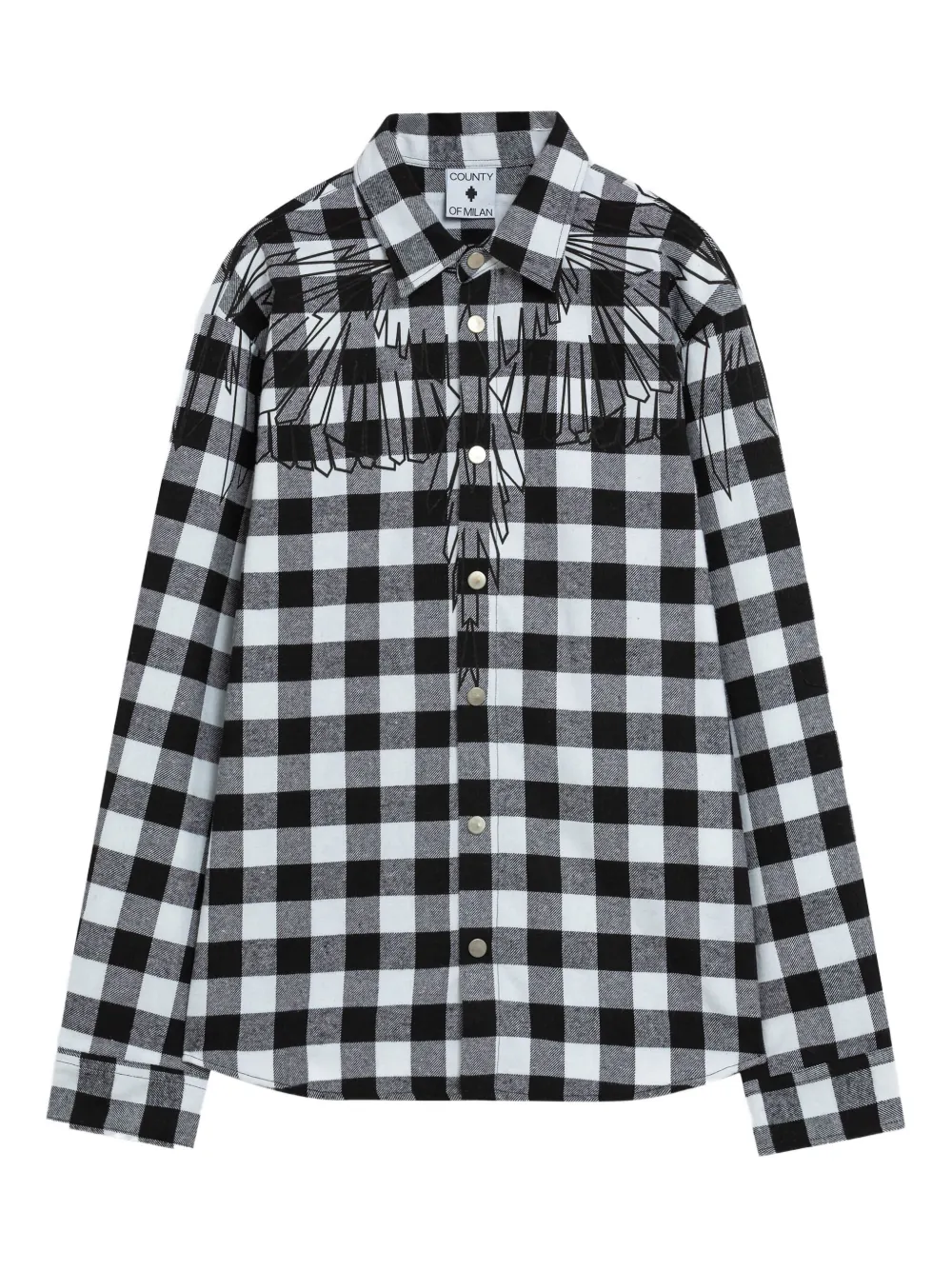 County Of Milan Checked Embroidered Shirt In Gray