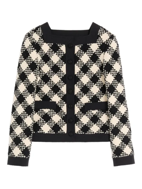 Valentino Garavani Damier Tweed Jacket in Black