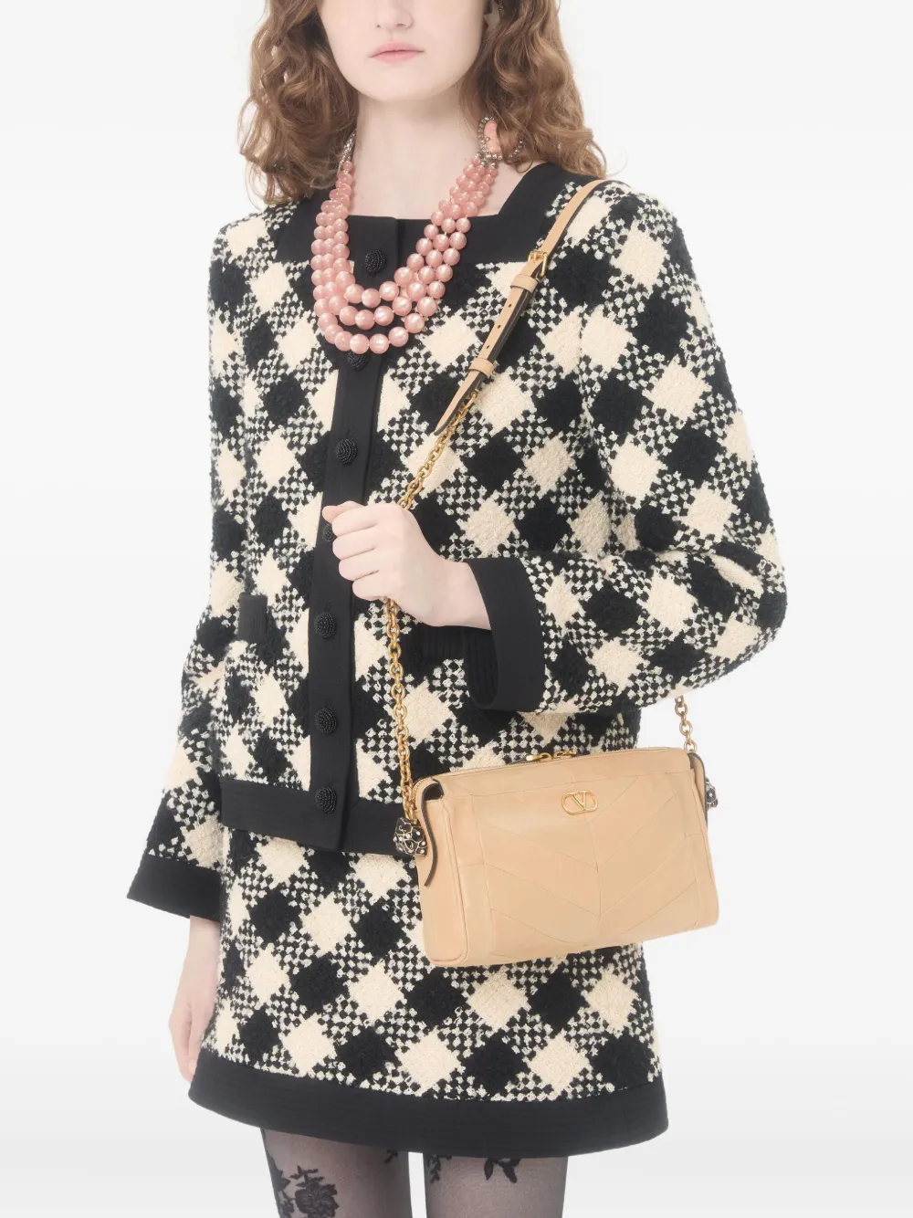 Valentino Garavani Damier blazer met tweed afwerking Zwart