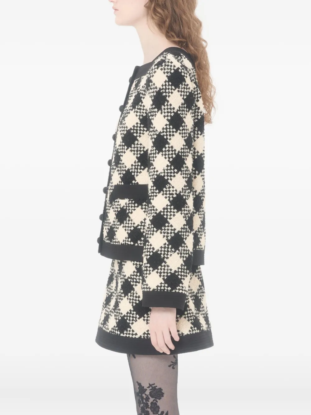 Valentino Garavani Damier blazer met tweed afwerking Zwart