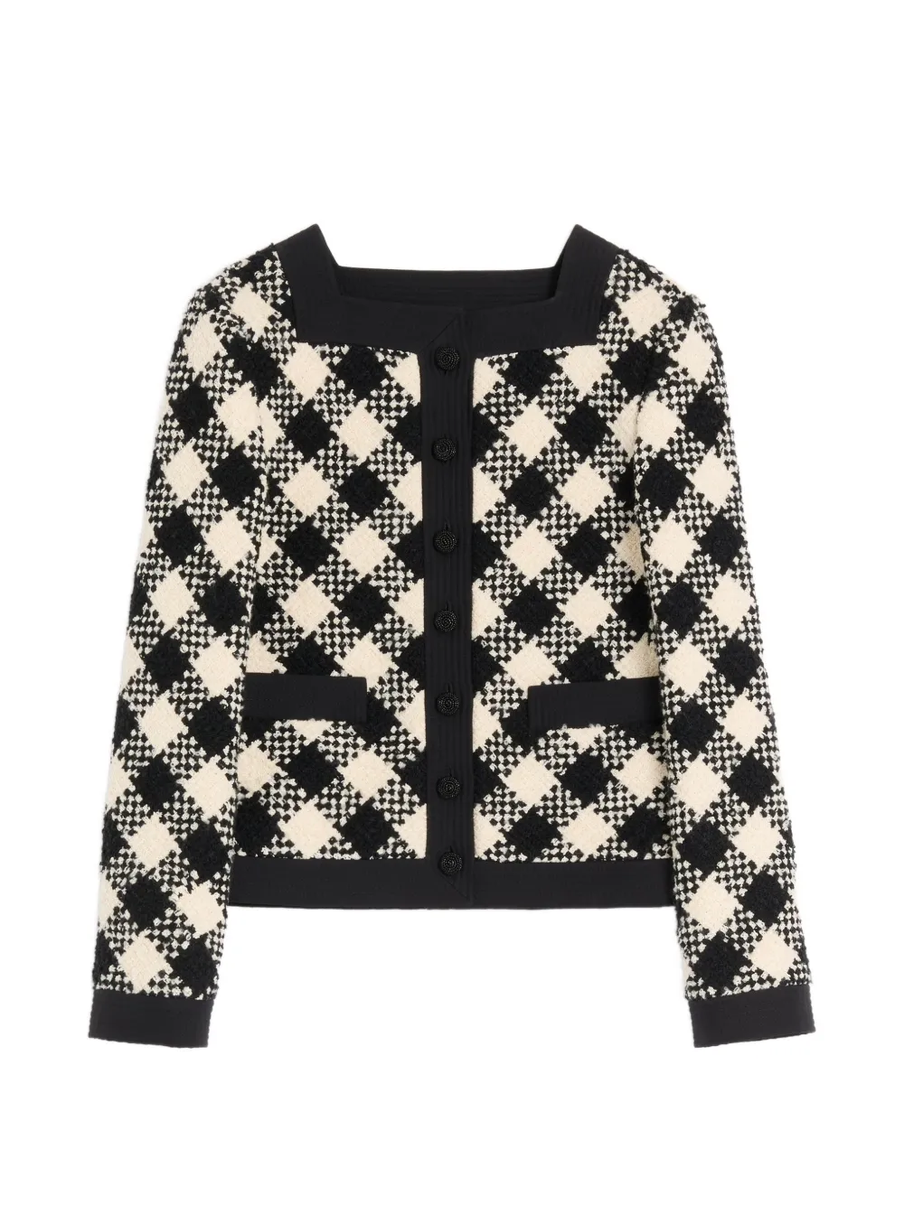 Valentino Garavani Damier blazer met tweed afwerking Zwart