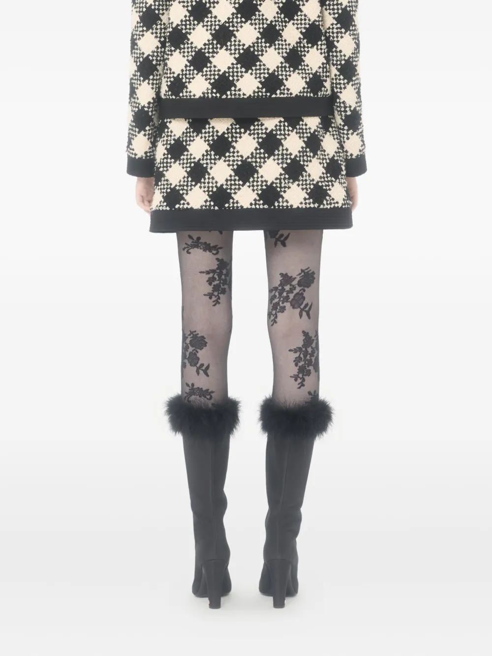 Valentino Garavani Damier tweed mini-rok Zwart