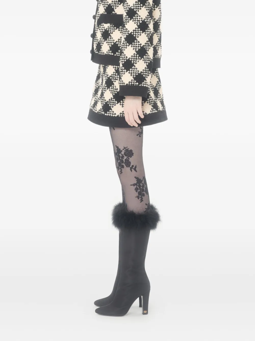 Valentino Garavani Damier tweed mini-rok Zwart