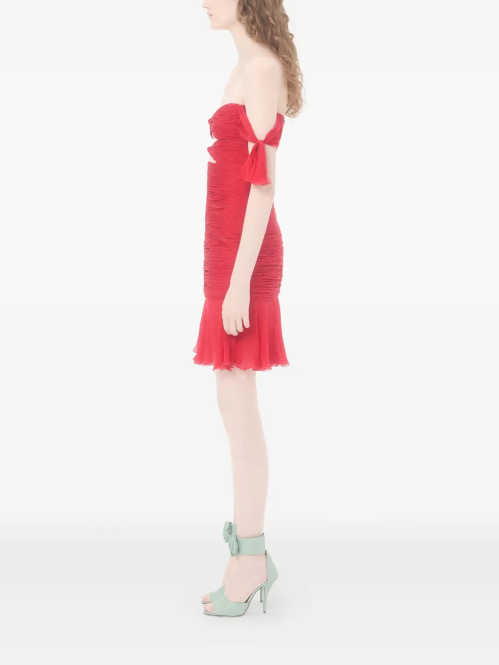 Valentino Garavani Flounce chiffon jurk Rood