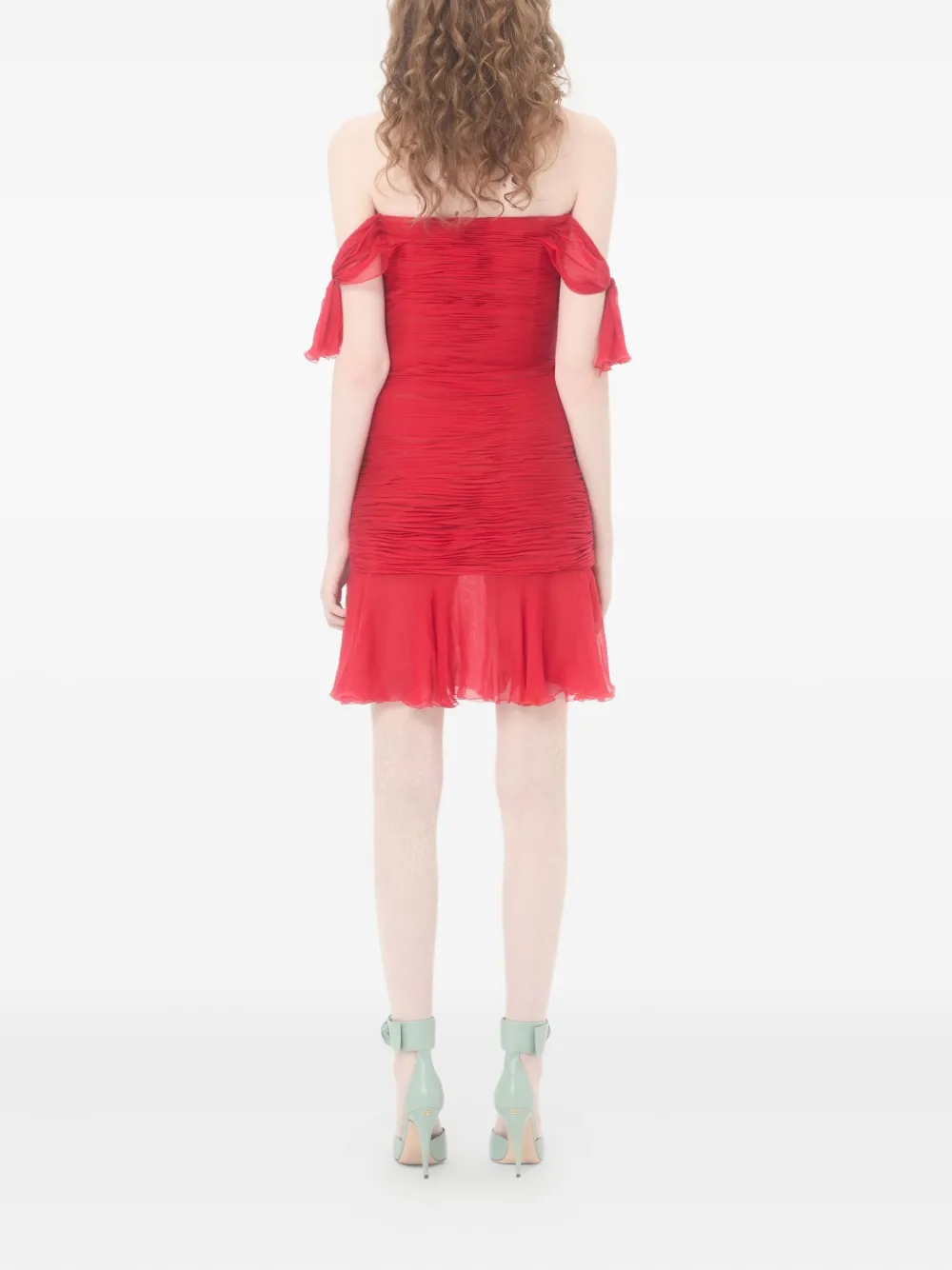 Valentino Garavani Flounce chiffon jurk Rood