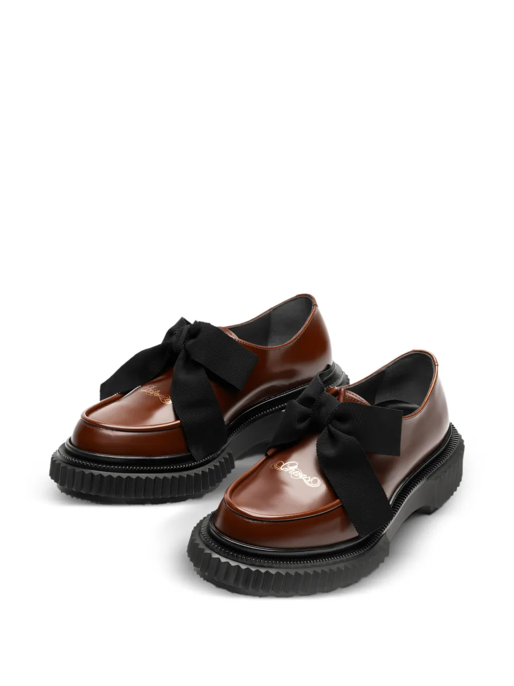 Adieu Paris Derby schoenen met plateauzool en strik Bruin