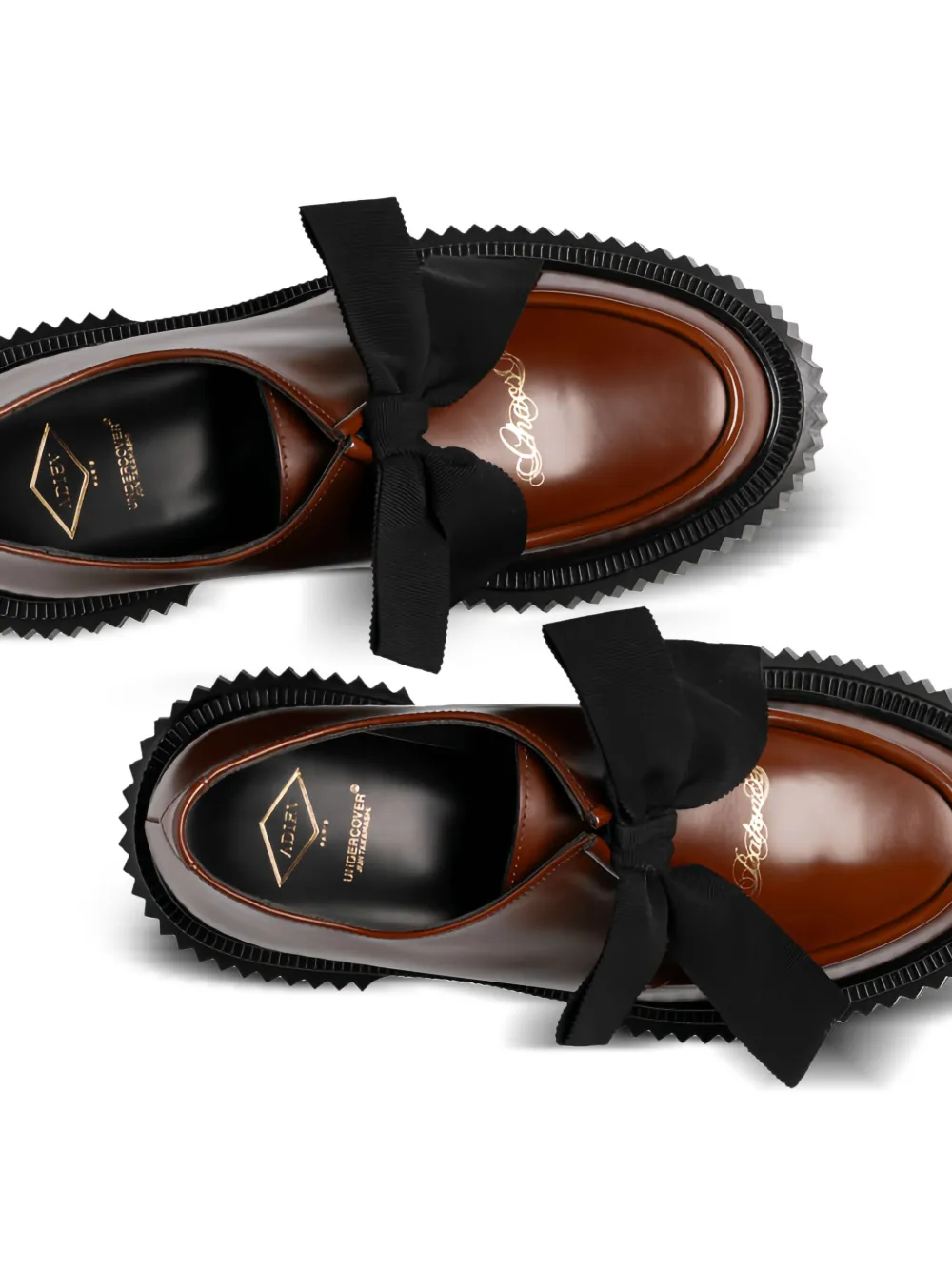 Adieu Paris Derby schoenen met plateauzool en strik Bruin