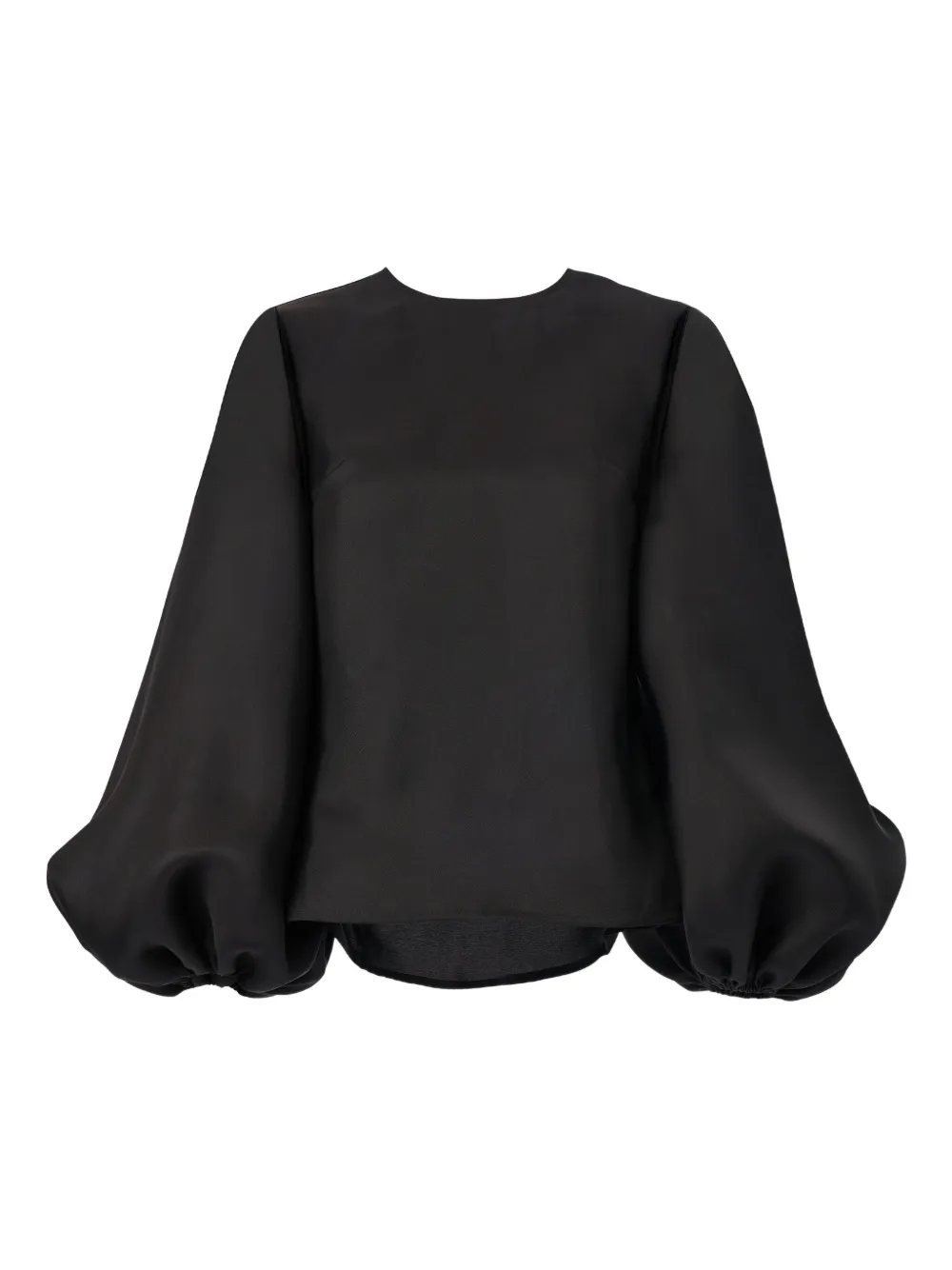 Carolina Herrera Puff-sleeve Silk Gazar Shirt In Black