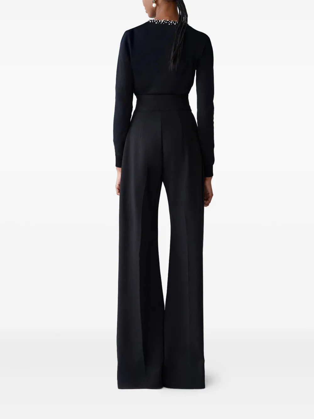 Carolina Herrera Pearl-embroidered Sweater In Black