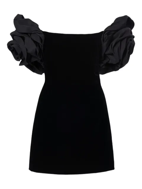 Carolina Herrera off-shoulder rosette velvet mini dress