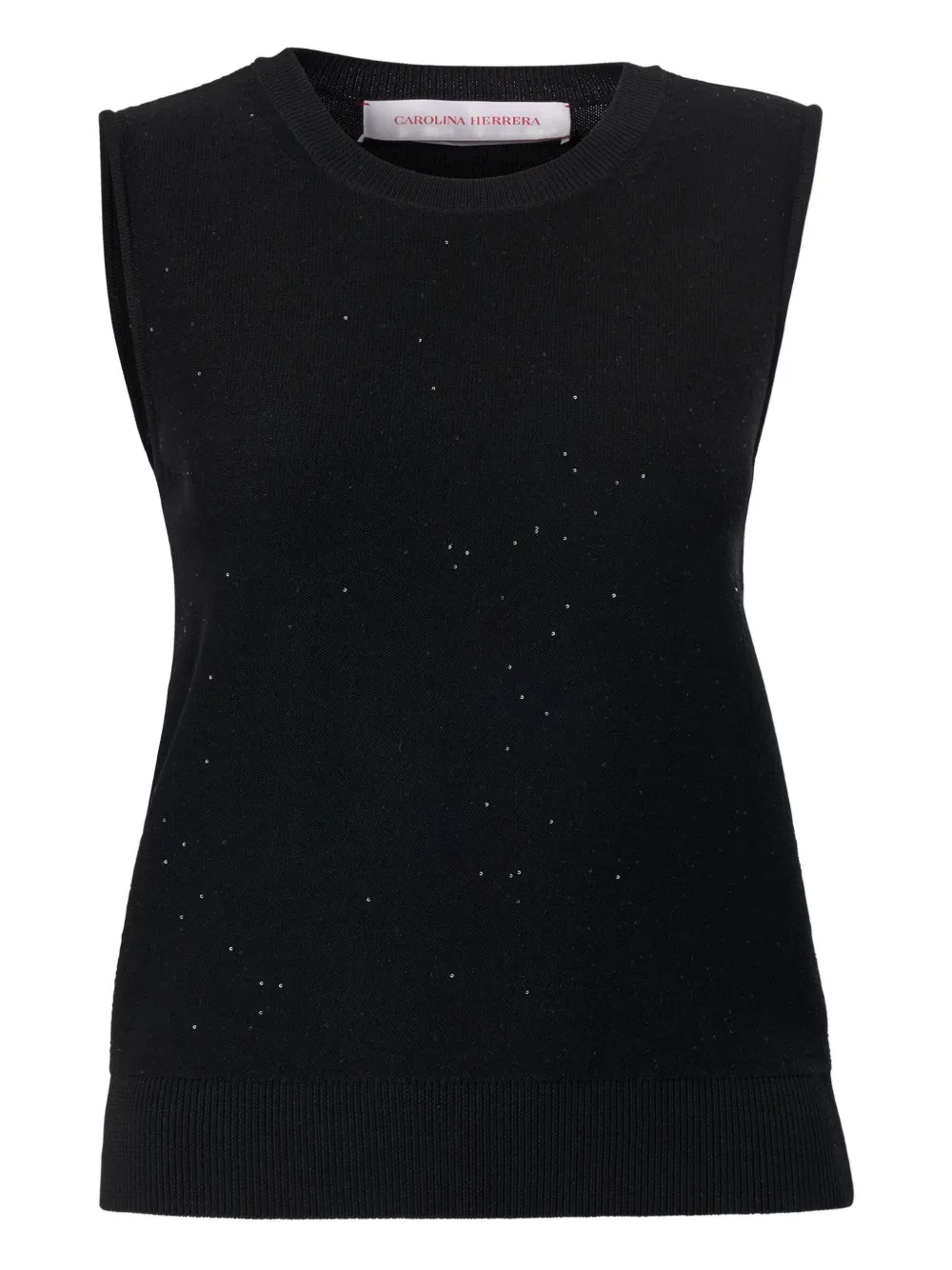 Carolina Herrera Wool Blend Sleeveless Crewneck Tank In Black
