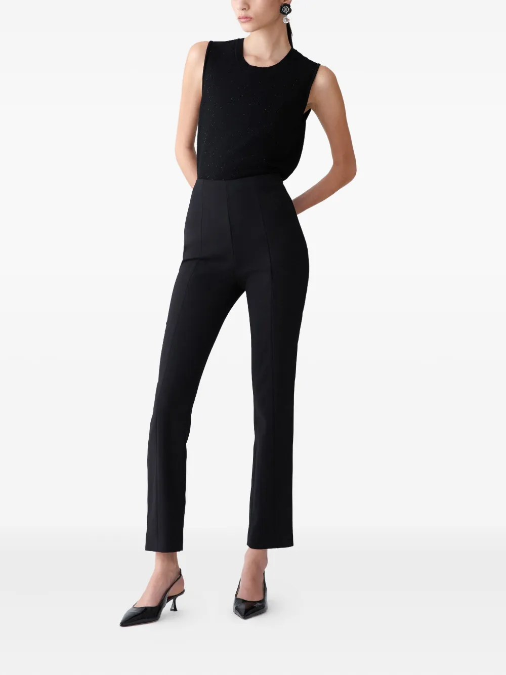 Carolina Herrera Wool Blend Sleeveless Crewneck Tank In Black