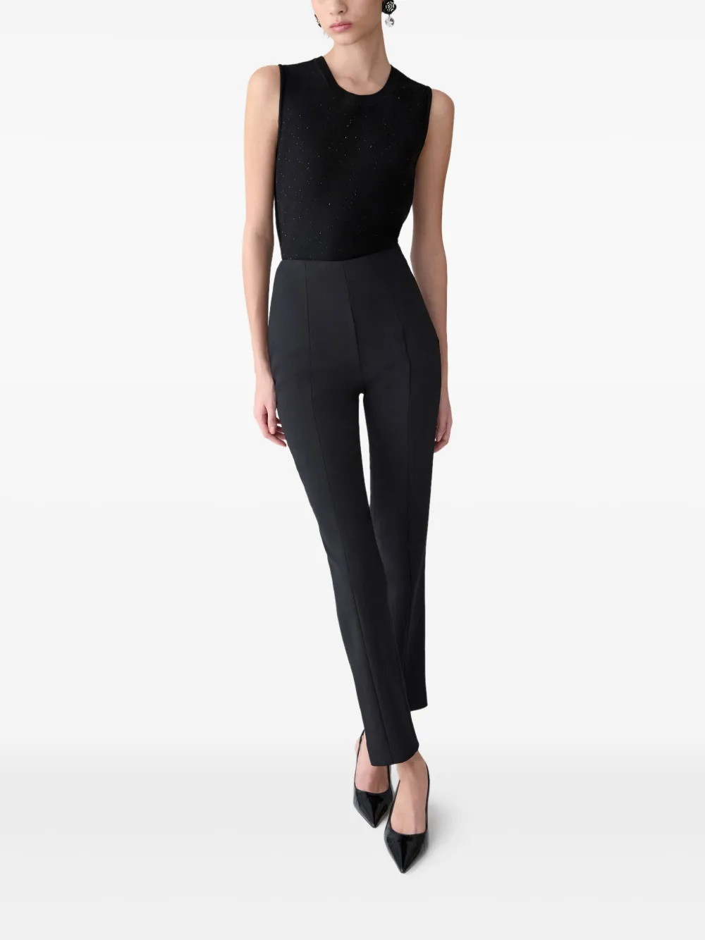Carolina Herrera Wool Blend Sleeveless Crewneck Tank In Black
