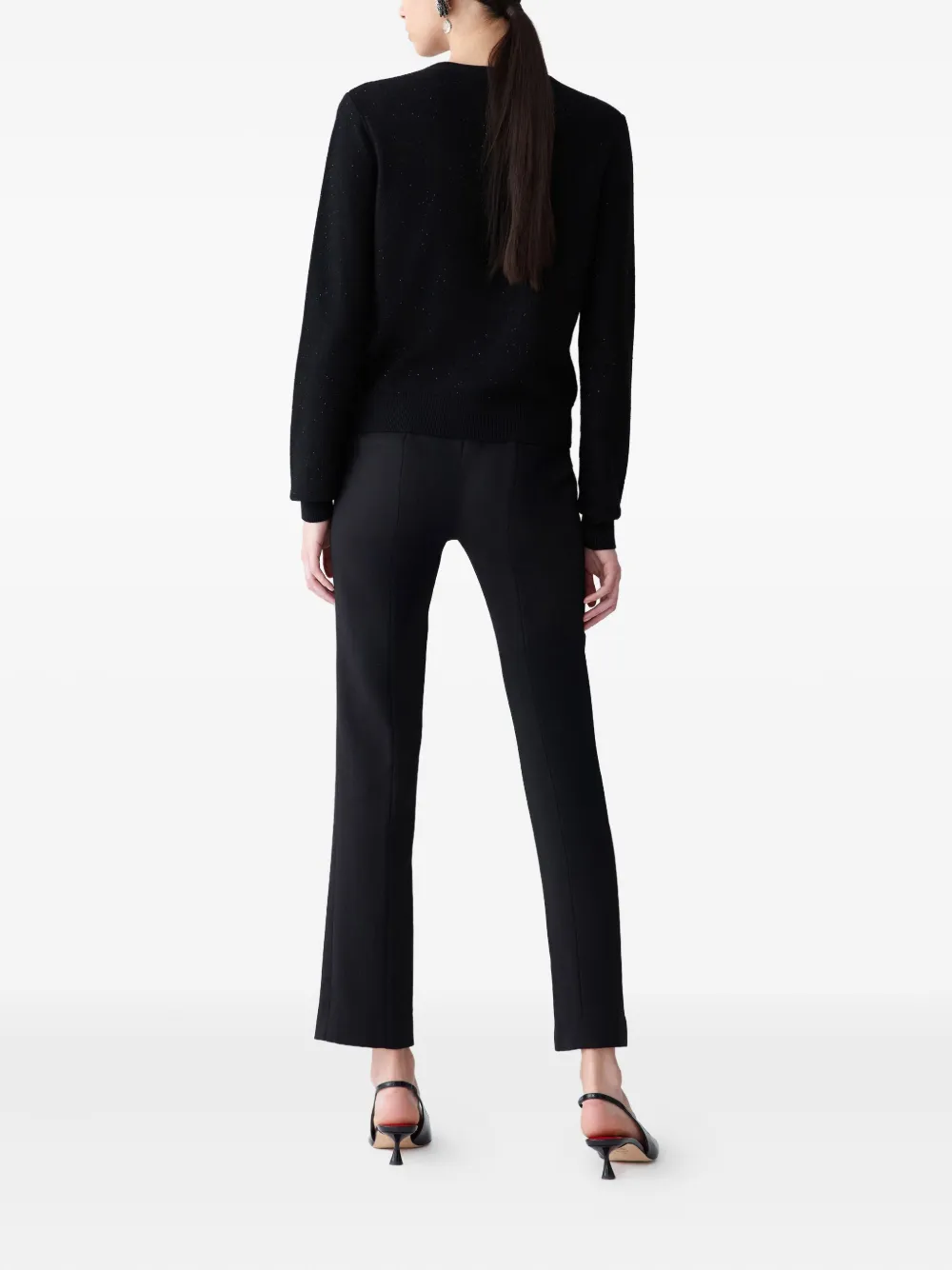 Carolina Herrera Sequined Pearl-button Cardigan In Black