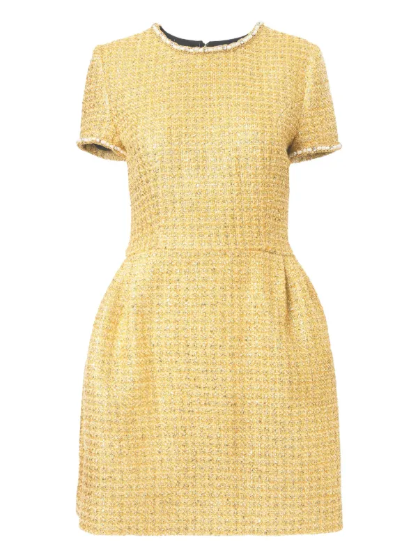 Carolina Herrera Embellished Lurex Tweed Mini Dress