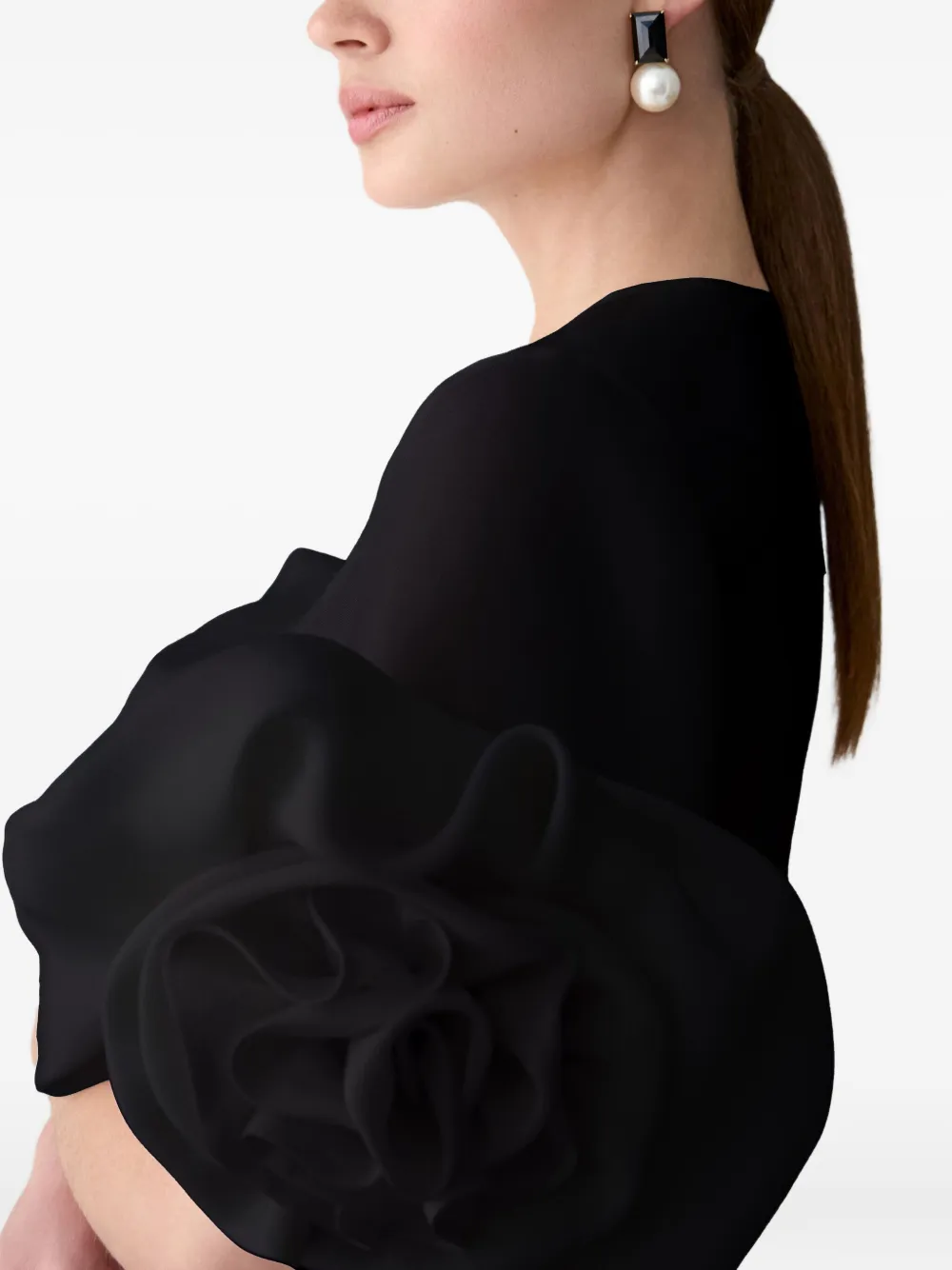 Carolina Herrera Rosettes Gazar Blouse In Black