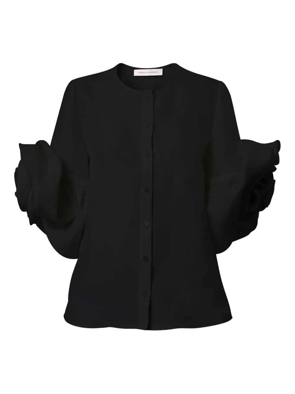 Carolina Herrera Rosettes Gazar Blouse In Black