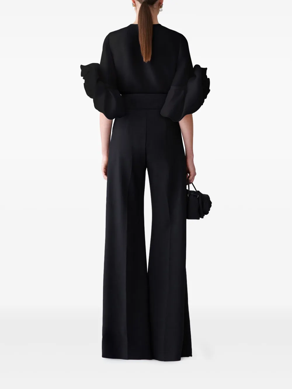 Carolina Herrera Rosettes Gazar Blouse In Black
