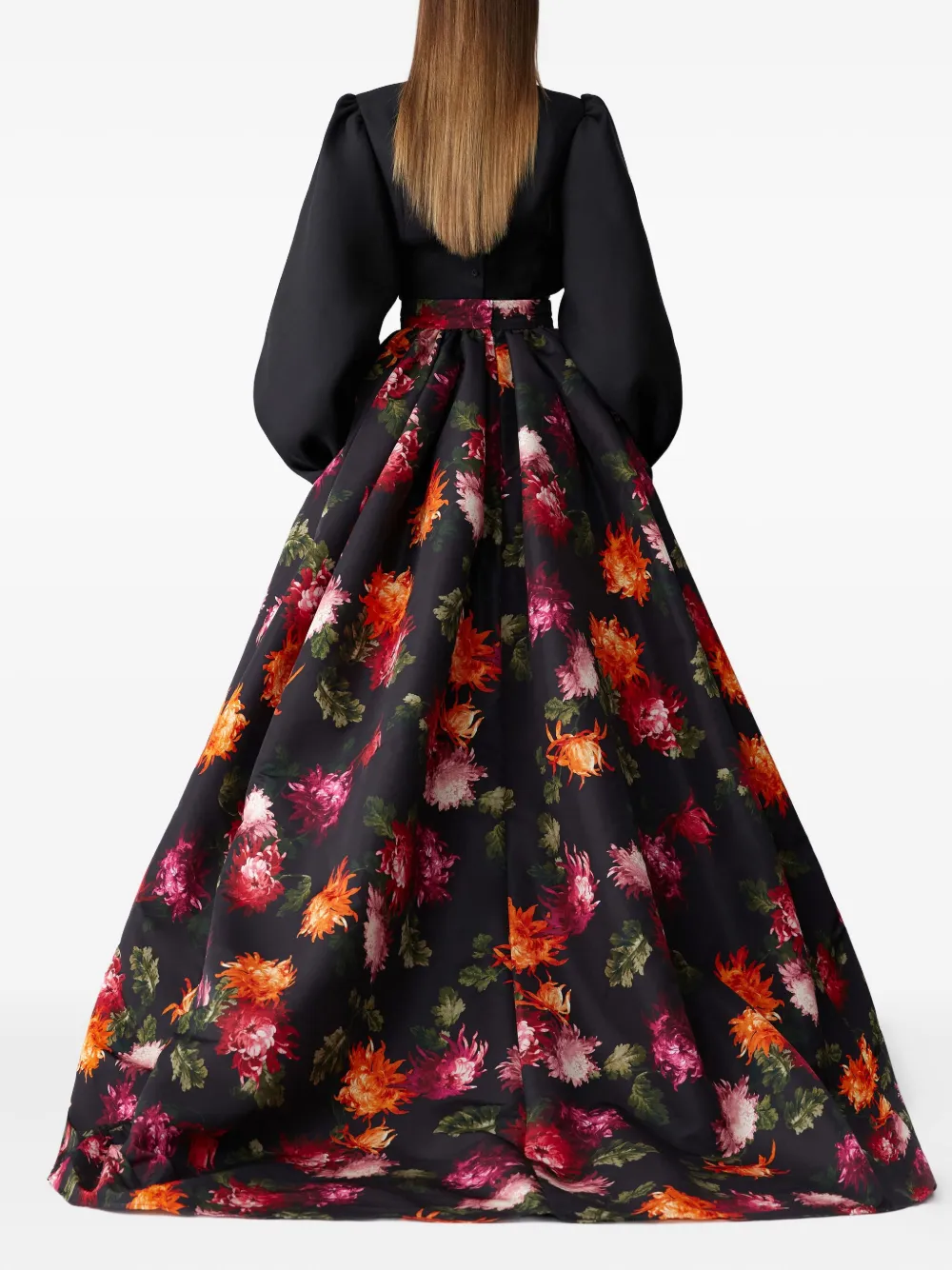 Carolina Herrera Maxi-rok met chrysant print Zwart