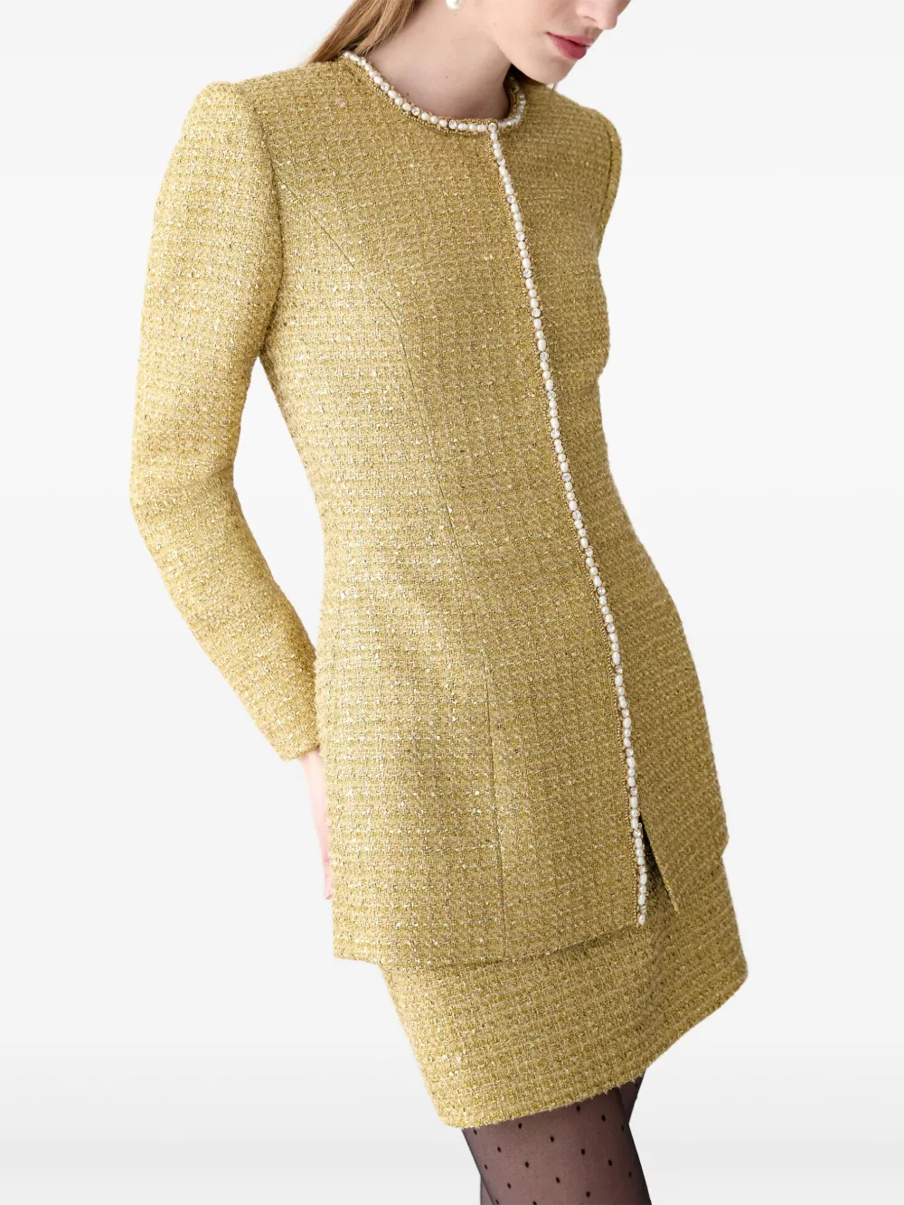 Carolina Herrera Lurex tweed mini-rok - Geel