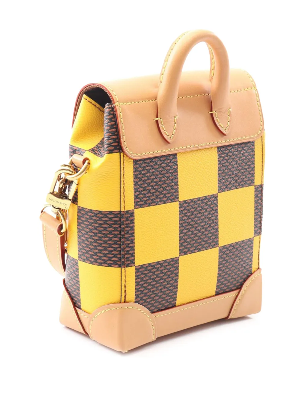 Pre-owned Louis Vuitton 2021-2025 Damier Pop Nano Steamer Satchel In Yellow
