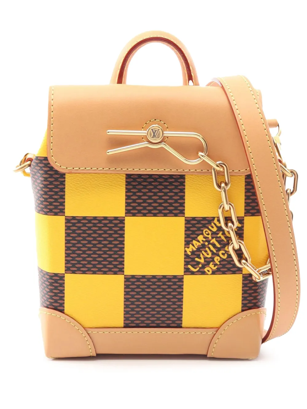 Pre-owned Louis Vuitton 2021-2025 Damier Pop Nano Steamer Satchel In Yellow