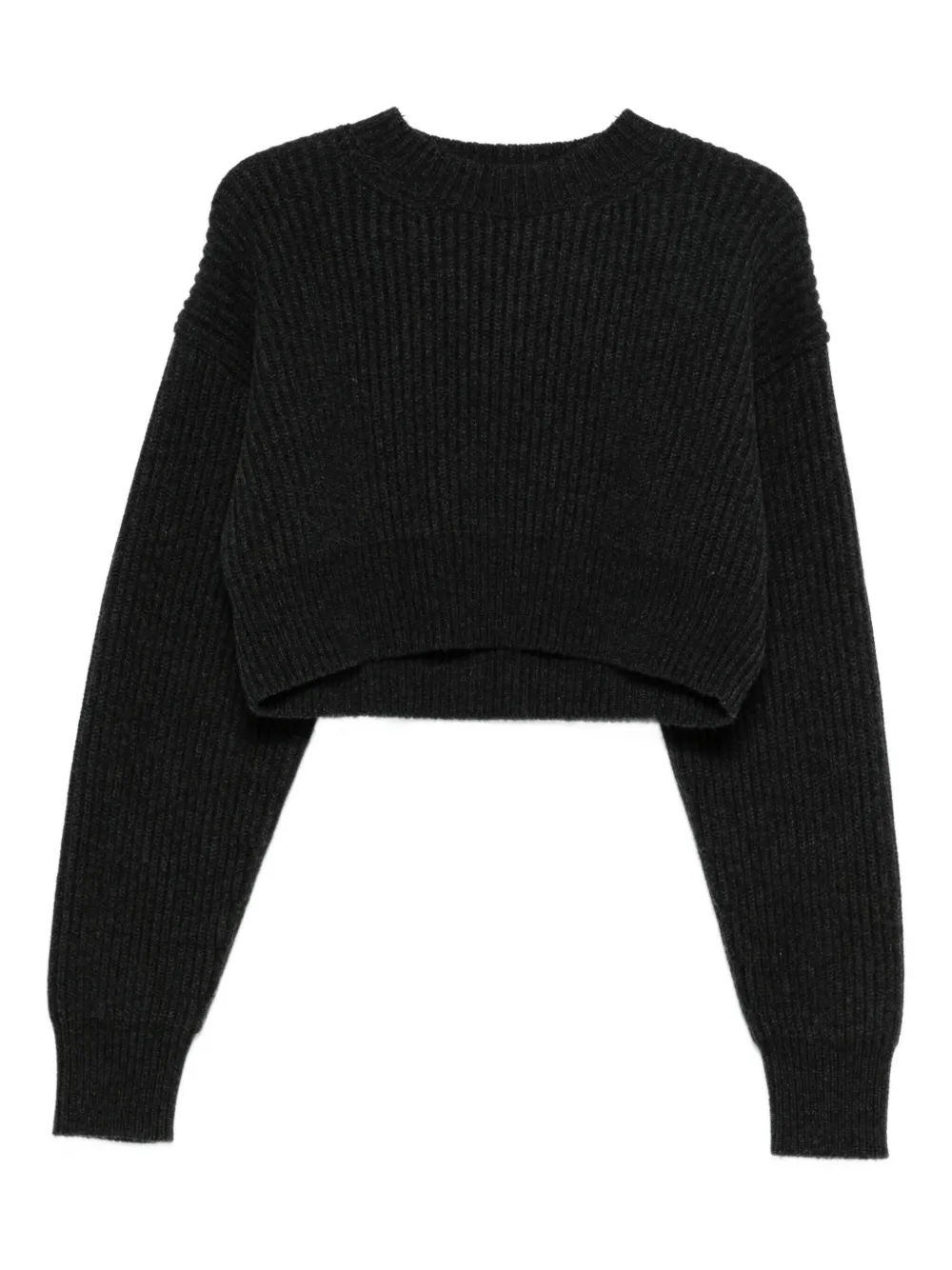 Uma Wang Cropped Ribbed Knit Sweater In Black