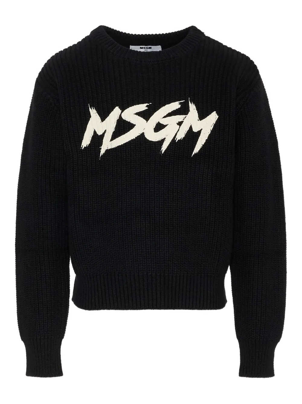Msgm Logo Crew-neck Sweater In Black