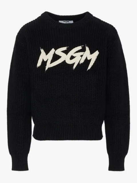MSGM Kids tröja med rundad hals och logotyp
