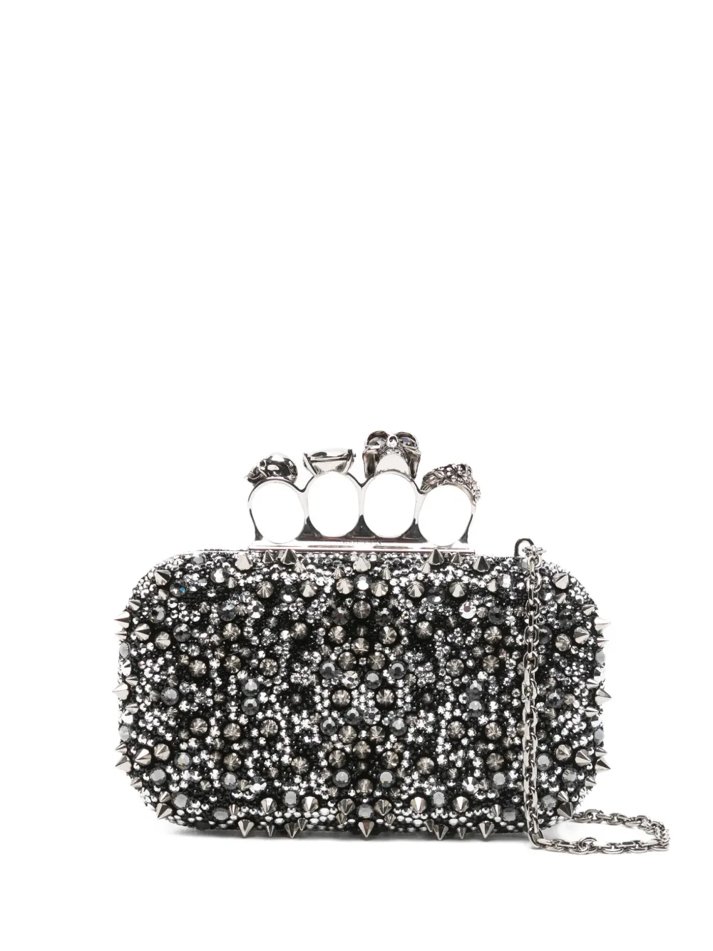 Alexander McQueen skull stud clutch bag - Argento