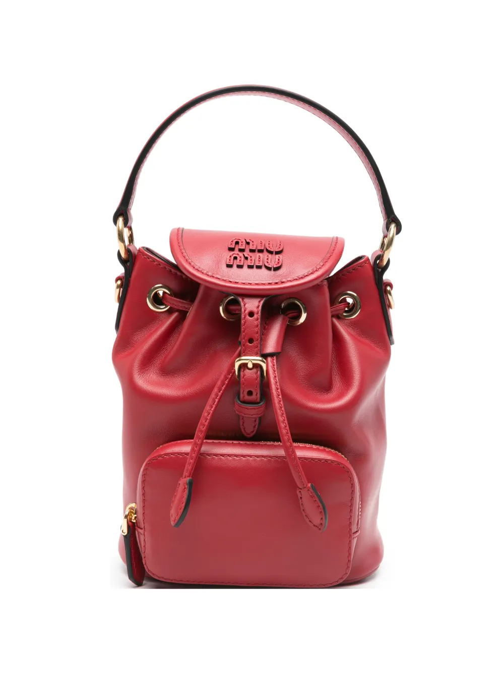 Miu Miu mini logo leather backpack - Rosso