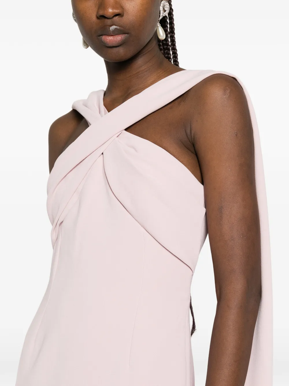 Solace London Maxi-jurk met halternek en gedrapeerde sjaal Roze
