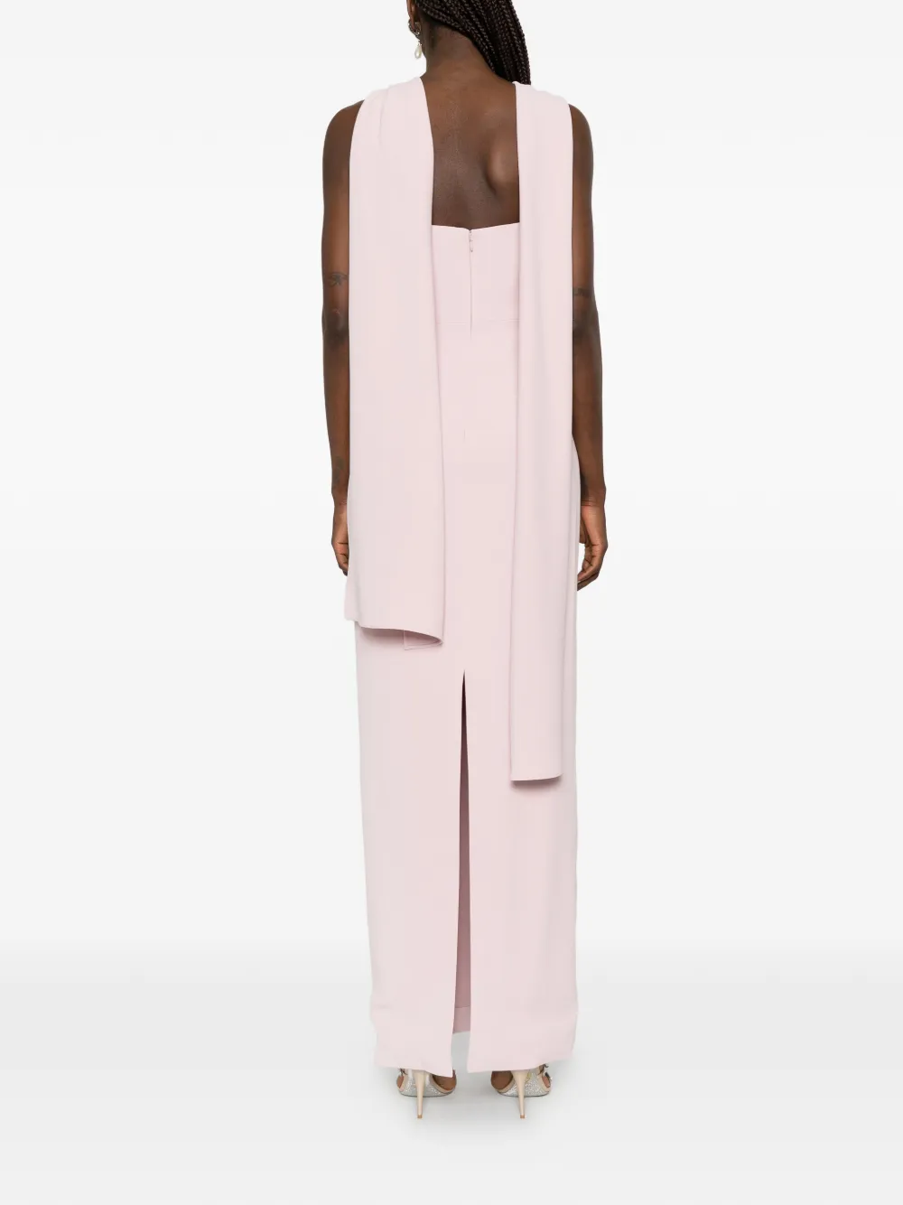 Solace London Maxi-jurk met halternek en gedrapeerde sjaal Roze