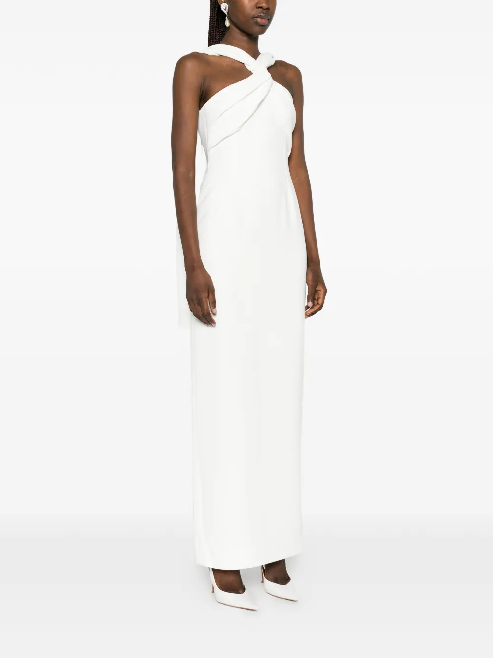 Solace London Rona gedraaide maxi-jurk Wit