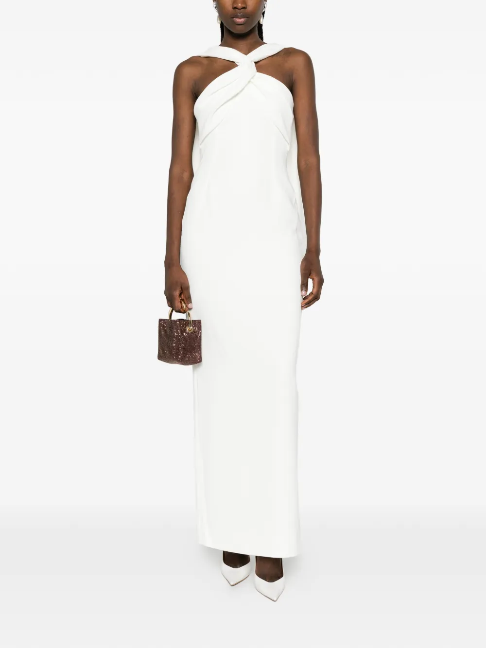 Solace London Rona gedraaide maxi-jurk Wit