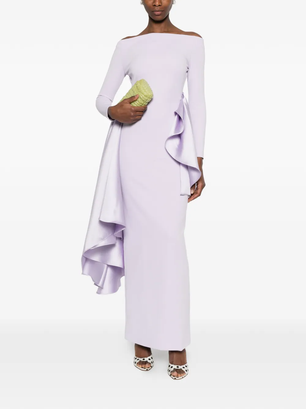 Solace London Kiana off-shoulder maxi-jurk Paars