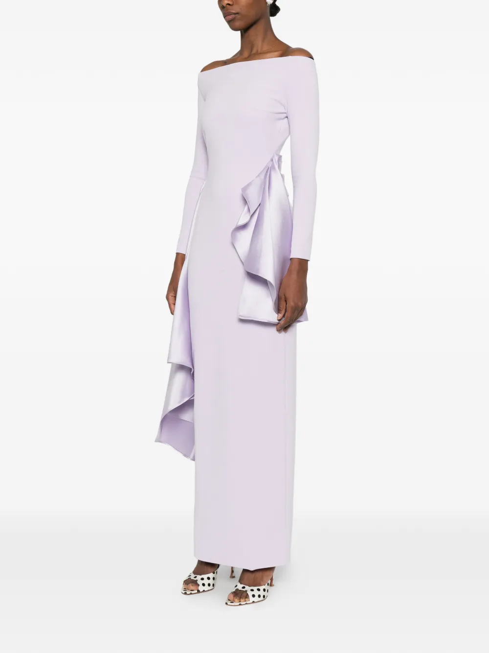 Solace London Kiana off-shoulder maxi-jurk Paars