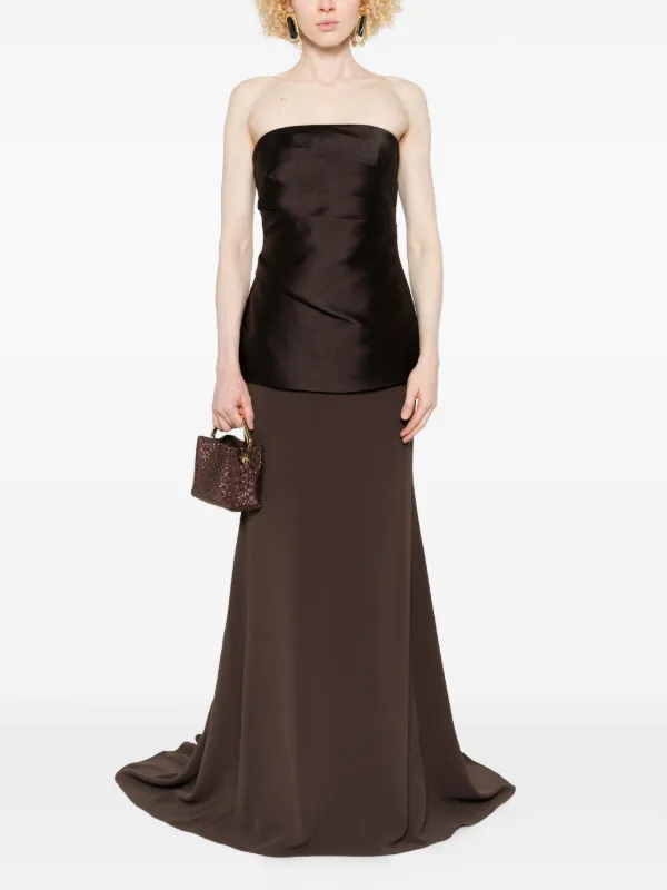 alia brown dress Solace London Strapless Maxi | swatch:black Beach Wedding Dress Sleeveless Variant:Sand/Ivory size 6 100% Polyester Jacquard Sizes