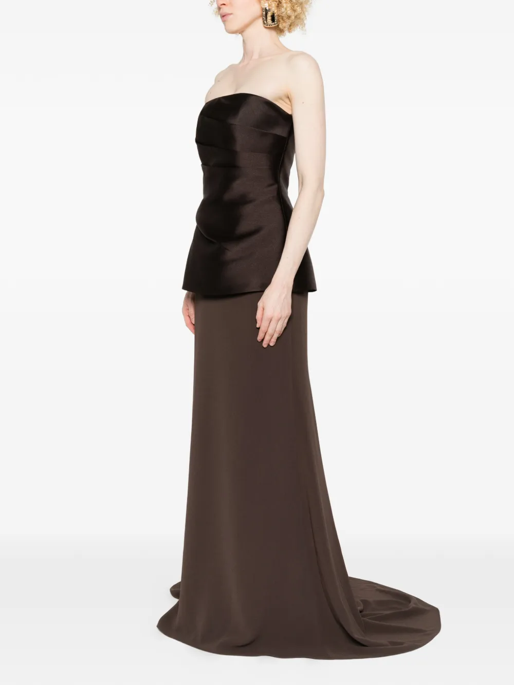 Solace London Alia strapless maxi-jurk Bruin