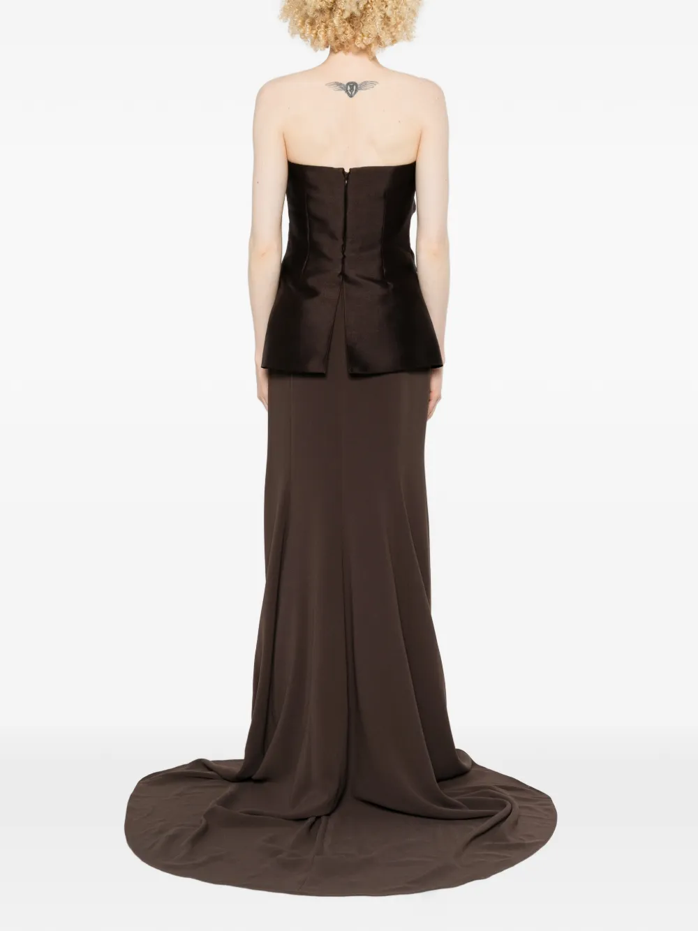 Solace London Alia strapless maxi-jurk Bruin