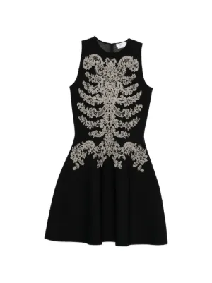 open lace back dress Alexander McQueen Blue Fit Flare Dress Resort 2015