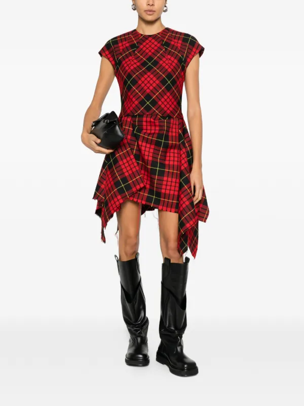 Alexander McQueen チェック ミニドレス | レッド | FARFETCH JP
