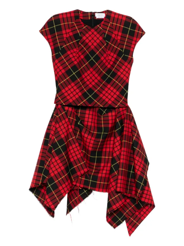 Alexander McQueen Check Draped Mini Dress | Red | FARFETCH ID Alexander McQueen Check Draped Mini Dress | Red | FARFETCH ID
